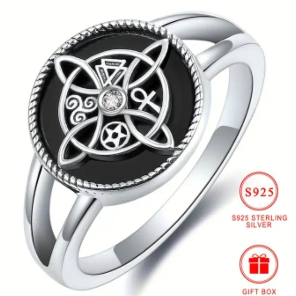 Silver And Black Sterling Silver Ring Sz 9 For Adults